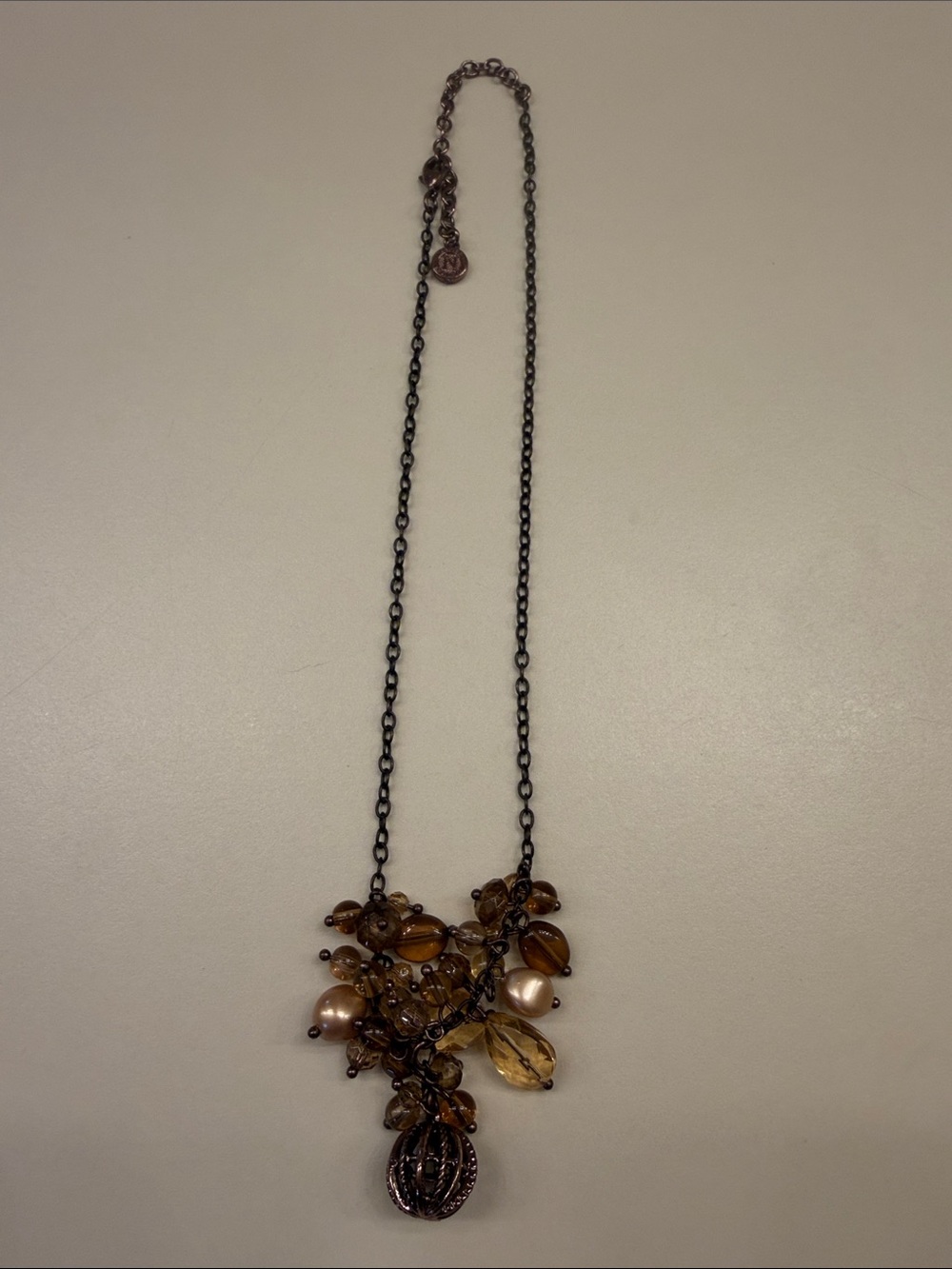 Napier brown and gold Cluster Bead Pendant Necklace - Women Jewelry